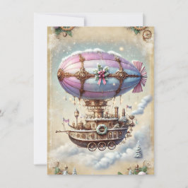 Cartões de Natal Pastel Steampunk - Avião Antiquad