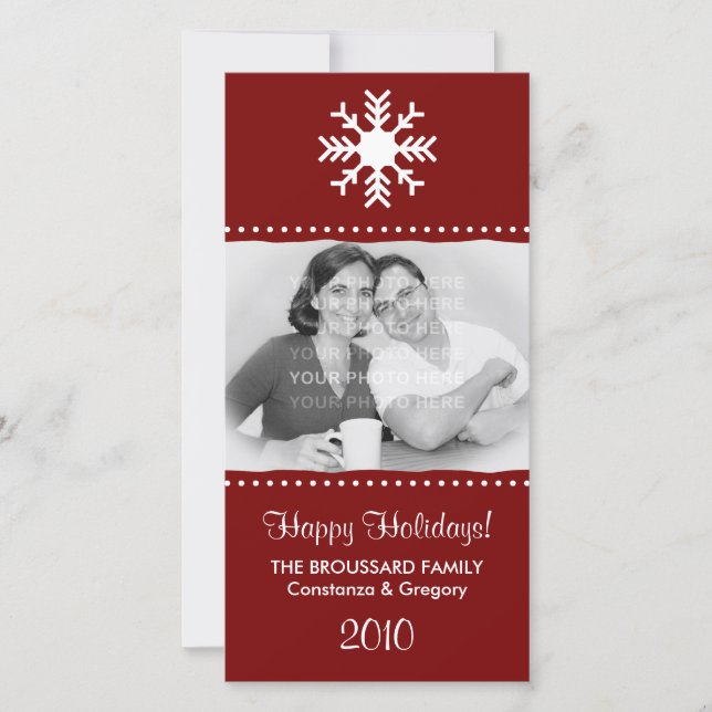 Cartões de Natal Personalizados com Floco de Neve  (Frente)