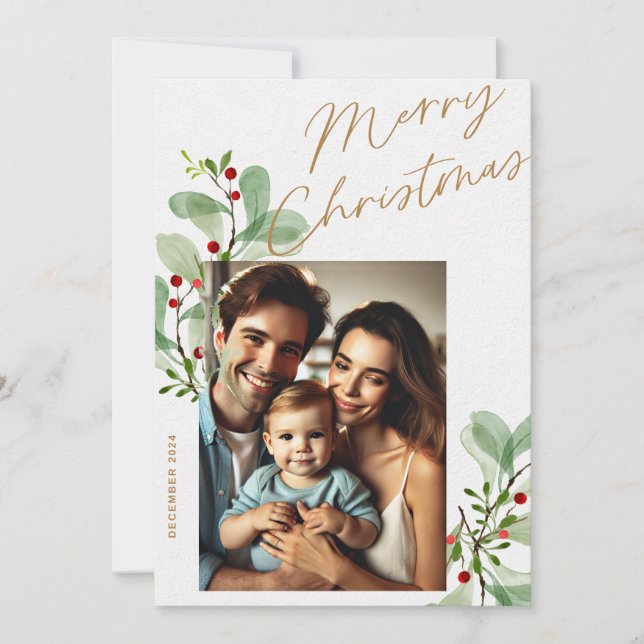 Cartões de Natal Personalizados da Família Festivo (Frente)