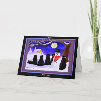 Cartões de Natal pretos dos gatos do inverno