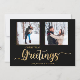 Cartões de natal Pretos e Dourados 2 Cartões com f