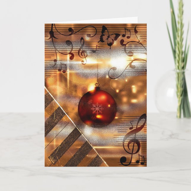 Cartões de Natal professor de piano Música (Frente)