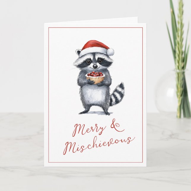 Cartões de natal Raccoon Cute (Frente)