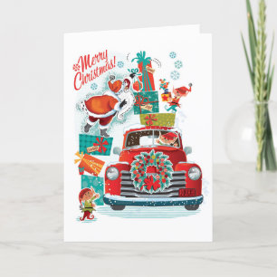 Cartões de Natal Retro do Caminhão Vermelho do Pap