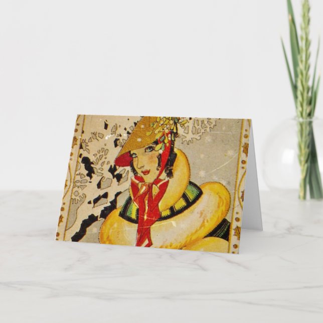 Cartões de natal retros do Flapper (Frente)