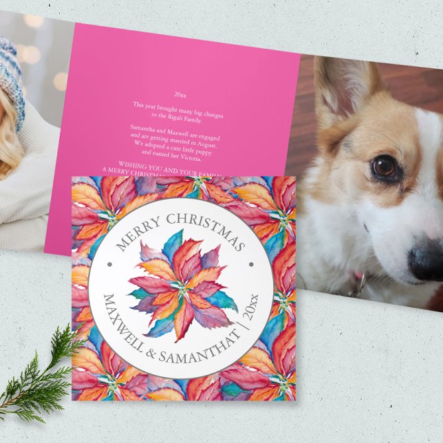 Cartões de Natal Rosa Ano em Revisão (Personalized Christmas card designs )