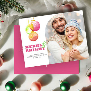 Cartões de Natal Rosa Personalizáveis com Foto