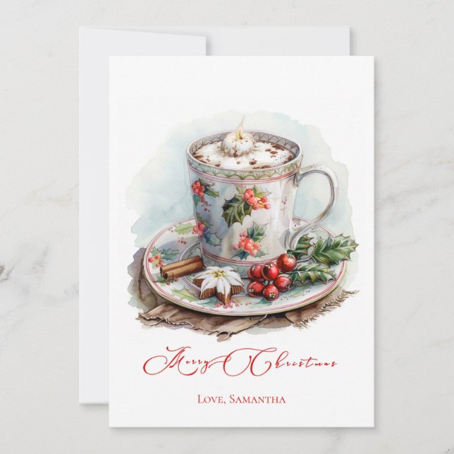 Cartões de Natal Rústicos de Chocolate Quente Pers (Frente)
