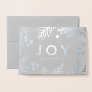 Cartões de natal Simples Silver JOY   Foil Real