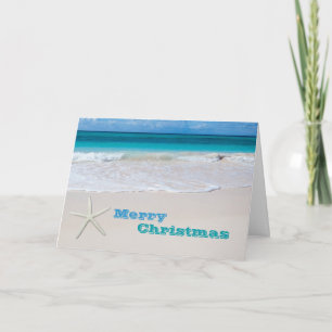 Cartões de Natal Tropicais de Areia e Surf