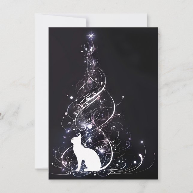 Cartões de Natal Únicos de Gato Preto (Frente)