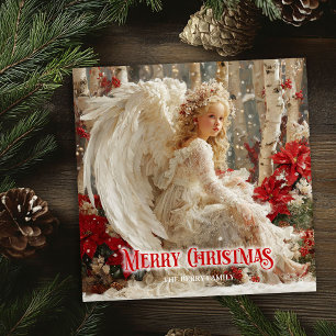 Cartões de Natal vermelhos e brancos em aquarela a