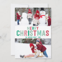 Cartões de Natal Vermelhos e Verdes com Três Image