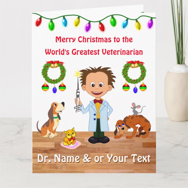 Cartões de Natal Veterinários Personalizados, Male (Frente)