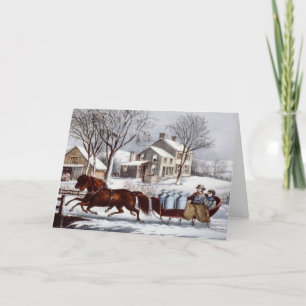 Cartões de natal Vintage Currier & Ives Winter Sl