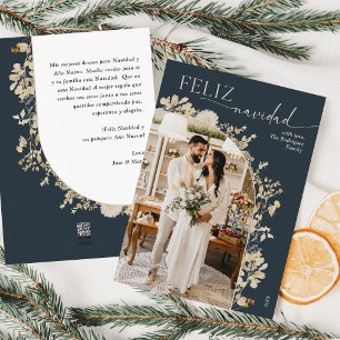 Cartões de natal Vintage Dourado 1 Photo Feliz Nav