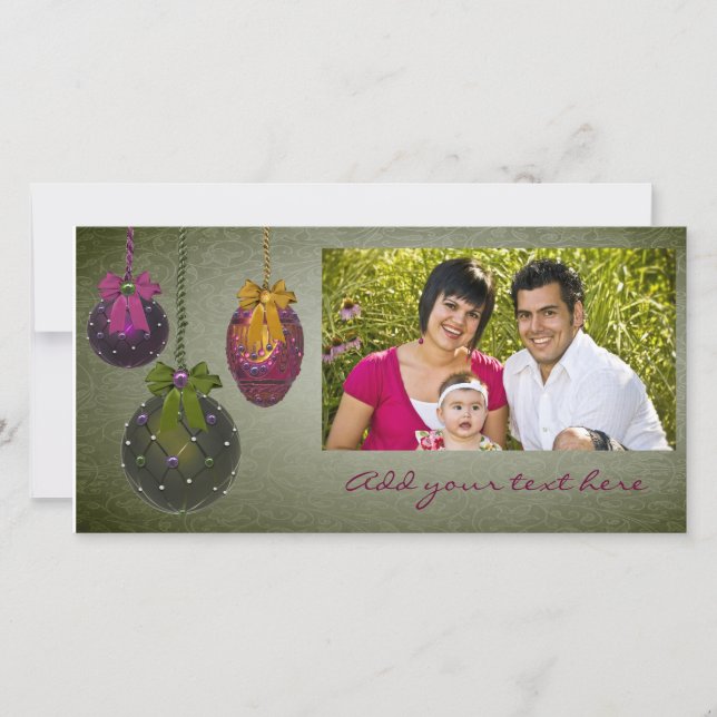 Cartões de Natal Vintage Red Green Photo (Frente)