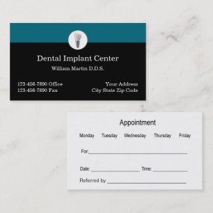 Cartões de Negócios de Dentista de Implante Dental