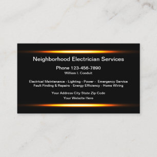 Cartões de Negócios de Serviços de Eletricista Mod