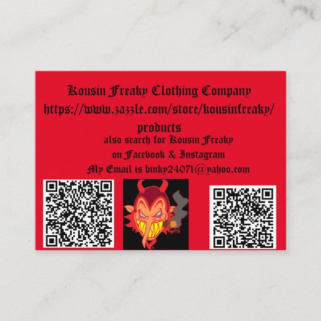 Cartões de negócios do Kousin Freaky (Frente)