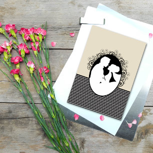 Cartões de Noivado com Silhuetas de Noiva e Noivo