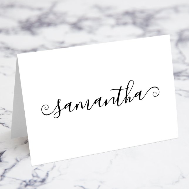 Cartões de Nome com Assinatura Curva Curta e Swash (Short Curly Swash Signature Name Place Cards)