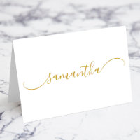 Cartões de Nome com Curva Swash Dourados e Elegant