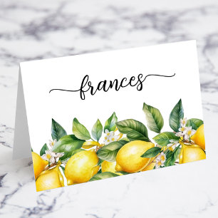 Cartões de Nome com Florais de Limão em Aquarela e