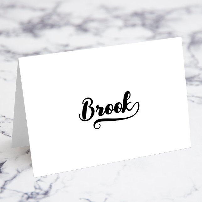 Cartões de Nome com Letra Swash Bold Brush Script  (Bold Brush Script K Swash Name Place Cards)