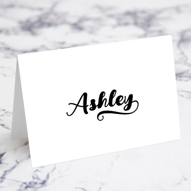 Cartões de Nome com Letra Swash Bold Brush Y (Bold Brush Script Y Swash Name Place Cards)