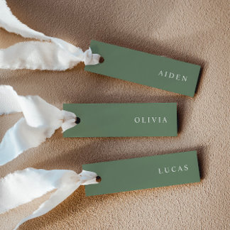 Cartões de Nome de Cadeira de Casamento Verde Sage