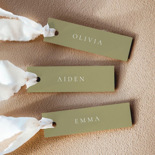 Cartões de Nome de Casamento Verde Matcha (Delivered untrimmed)
