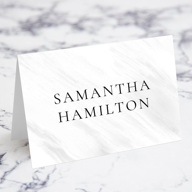 Cartões de Nome de Lugar de Mármore Cinza Branco (White Grey Marble Streaks CO Name Place Cards)