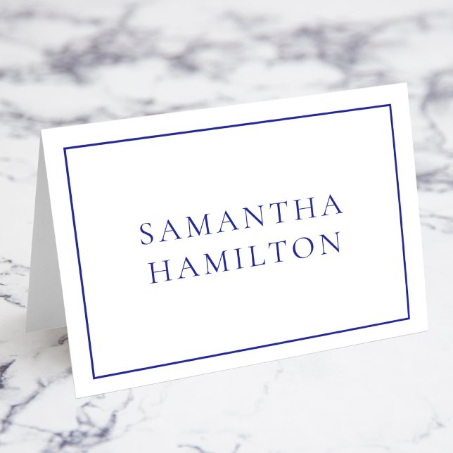 Cartões de Nome de Lugar Individual Fronteira da L (Blue Thin Line Border Individual Name Place Cards)