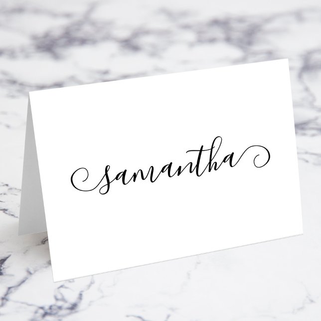 Cartões de Nome de Lugares com Cabelos Cacheados P (Black Cute Curl Signature Name Place Cards)