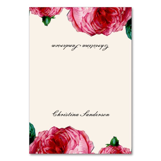 Cartões de nome de Mesa Vintage Rosa (Frente)