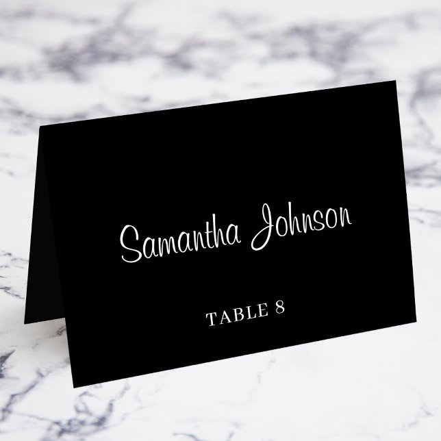 Cartões de Nome do Convidado Nº da Mesa Preto e Br (Black and White Guest Name Table No. Place Cards)
