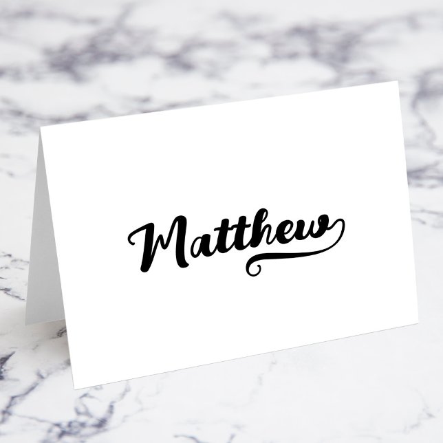 Cartões de Nome e Local Bold Brush Script W Swash (Bold Brush Script W Swash Name Place Cards)