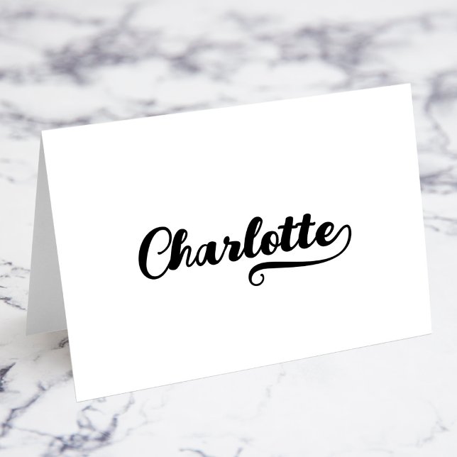 Cartões de Nome e Local com Bold Brush Script E Sw (Bold Brush Script E Swash Name Place Cards)
