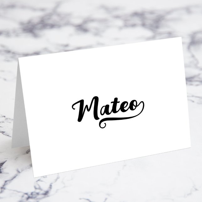 Cartões de Nome e Local com Script de Pincel Negri (Bold Brush Script End O Swash Name Place Cards)
