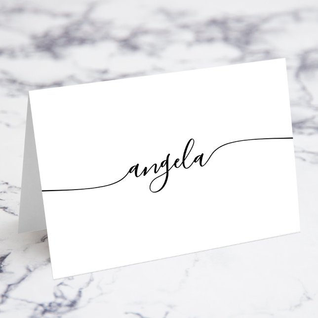 Cartões de Nome Individual com Assinatura Black Gl (Black Glam Signature Individual Name Place Cards)