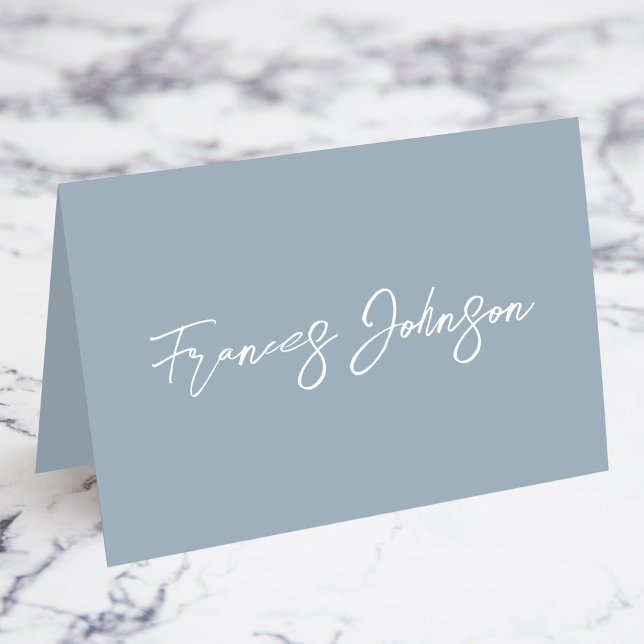 Cartões de Nome Individual Dusty Blue (Fold Your Own Place Cards)