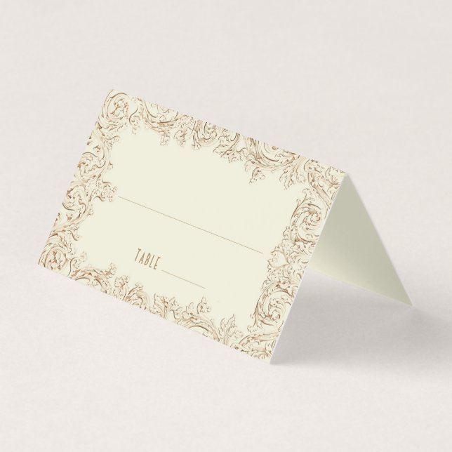 Cartões de Nome Mesa de Casamento Vintage (Frente)