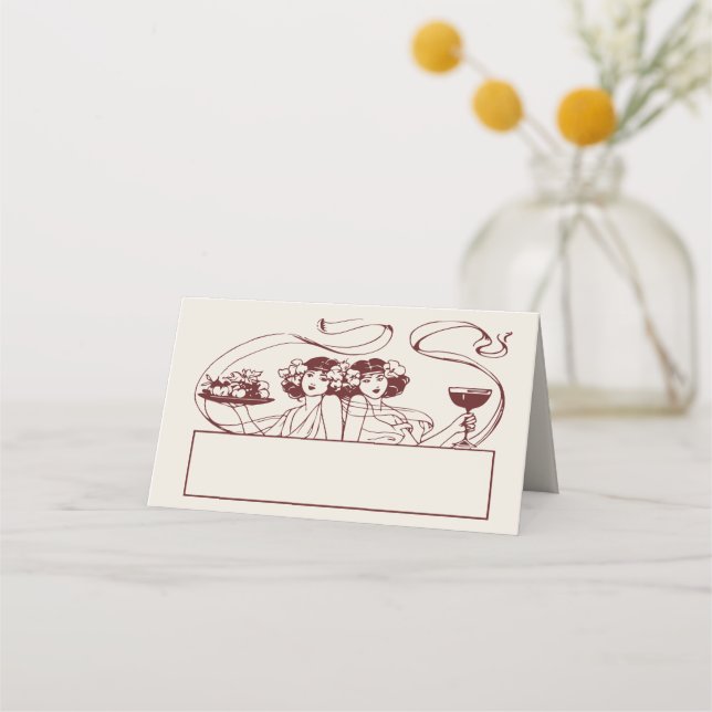 Cartões de Nome Vintage de Mesa de Casamento (Frente)