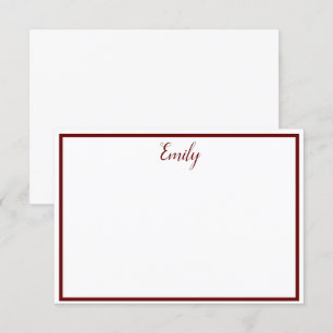 Cartões de Nota Branca e Burgandy Personalizados