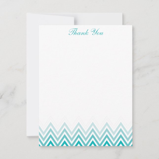 Cartões de Nota Chic Aqua Ombre Chevrons (Frente)
