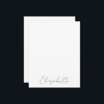 Cartões de Nota com Nome Personalizado em Letra El<br><div class="desc">Deslumbrantes em sua simplicidade,  estes cartões de nota personalizados com nome apresentam uma fonte estilo manuscrito. Em verde sobre branco. O nome é personalizável. Faz um presente maravilhoso para as festas de fim de ano,  damas de honra,  formatura e mais. Parte de uma coleção da Parcel Studios.</div>