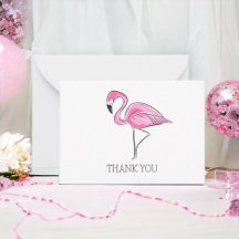 Cartões de Nota de Agradecimento Pink Flamingo