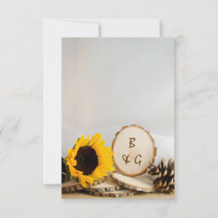 Cartões de Nota de Casamento Rustic Sunflower Natu