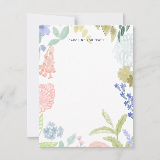 Cartões de Nota de Jardim de Primavera em Pastel P (Frente)